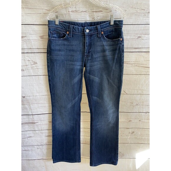 VTG 7 For All Mankind Women 30 Flynt Bootcut Jeans Dark Dakota Blue Mid Rise - Picture 3 of 11